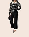 Striped Bow Cardigan & Wide-Leg Set