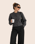 Charcoal Cropped Button Cardigan