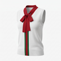 White Knit Vest with Red Bow